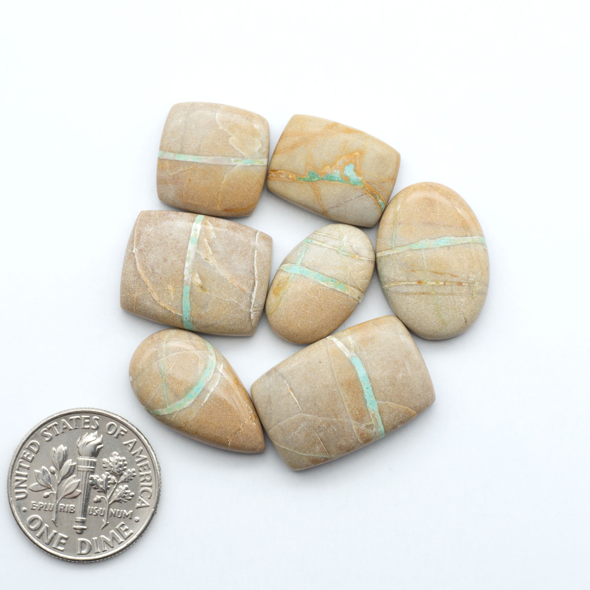 These Crow Springs Ribbon Turquoise Cabochons have a rich color and matrix that are sure to add a unique touch to a variety of jewelry pieces.