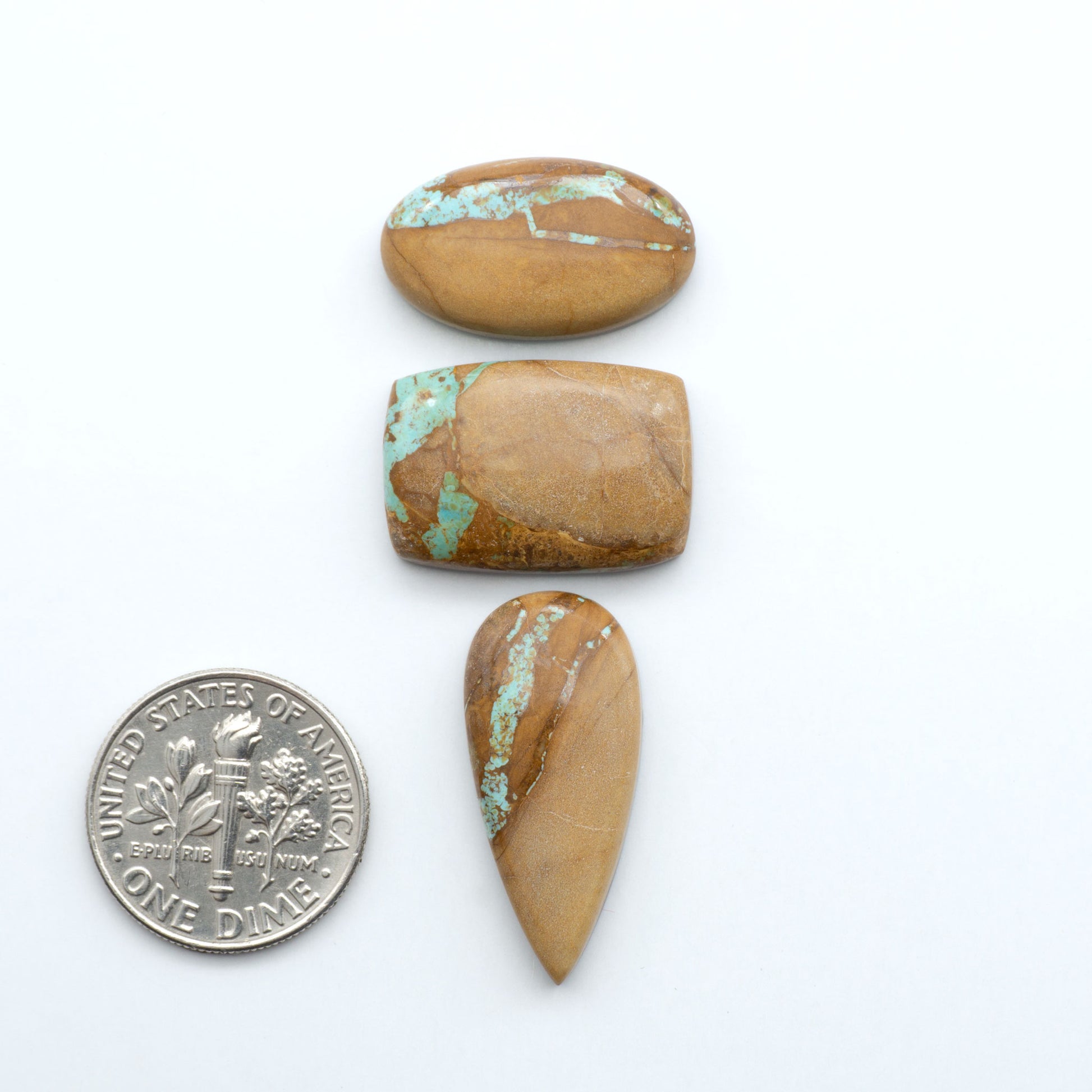 These Crow Springs Ribbon Turquoise Cabochons have a rich color and matrix that are sure to add a unique touch to a variety of jewelry pieces.