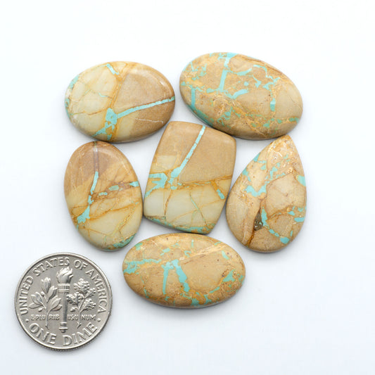 These Crow Springs Ribbon Turquoise Cabochons have a rich color and matrix that are sure to add a unique touch to a variety of jewelry pieces.