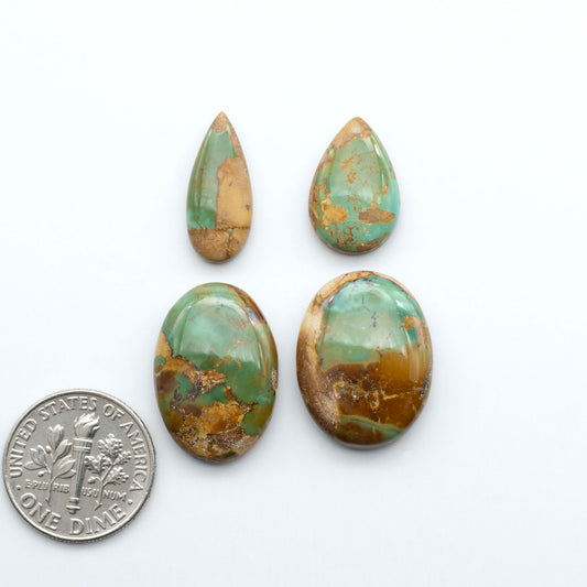 These Crow Springs Ribbon Turquoise Cabochons have a rich color and matrix that are sure to add a unique touch to a variety of jewelry pieces.
