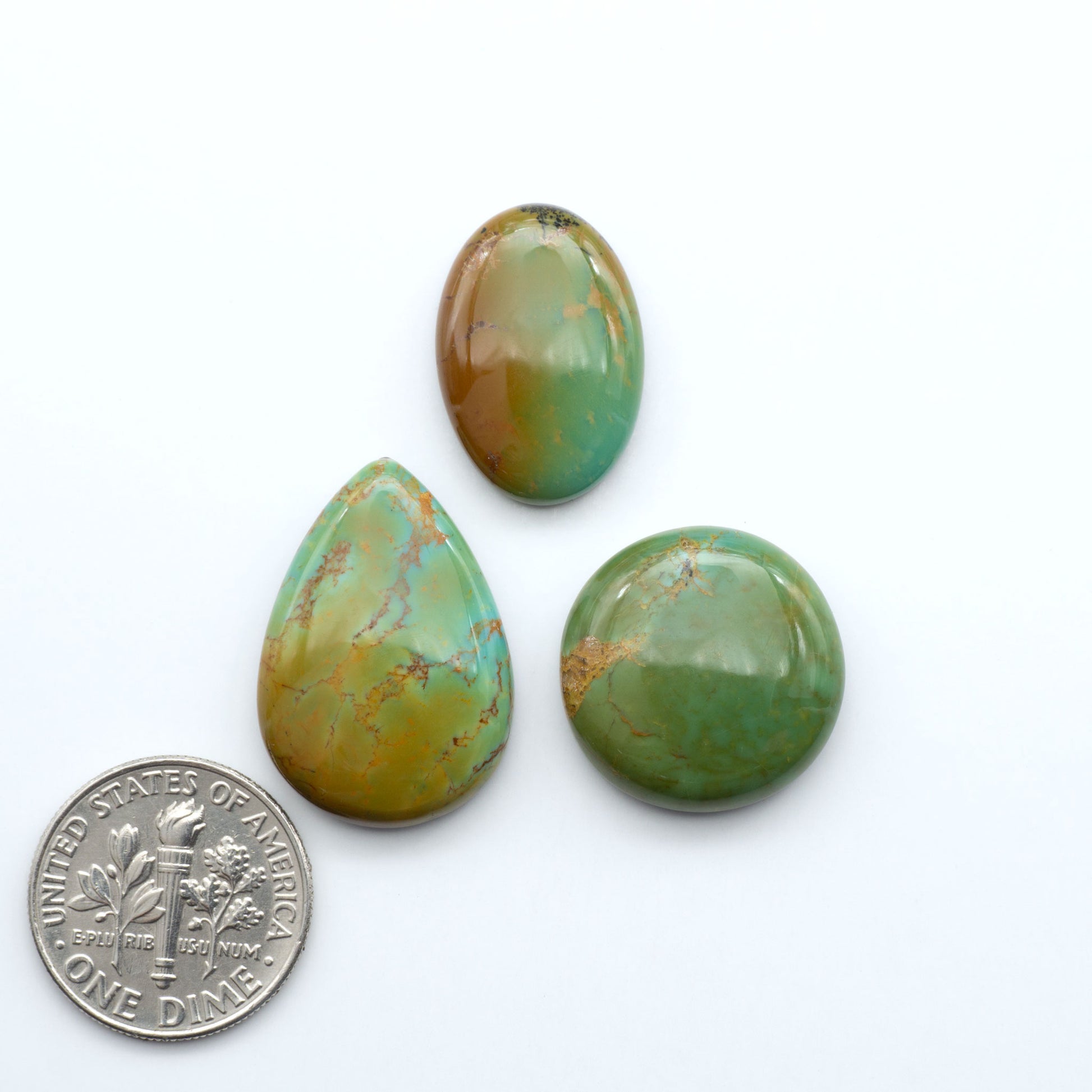 Experience the beauty of Turquoise Mountain Cabochons. With their distinctive blue and green color, these gemstones are perfect for any jewelry piece.