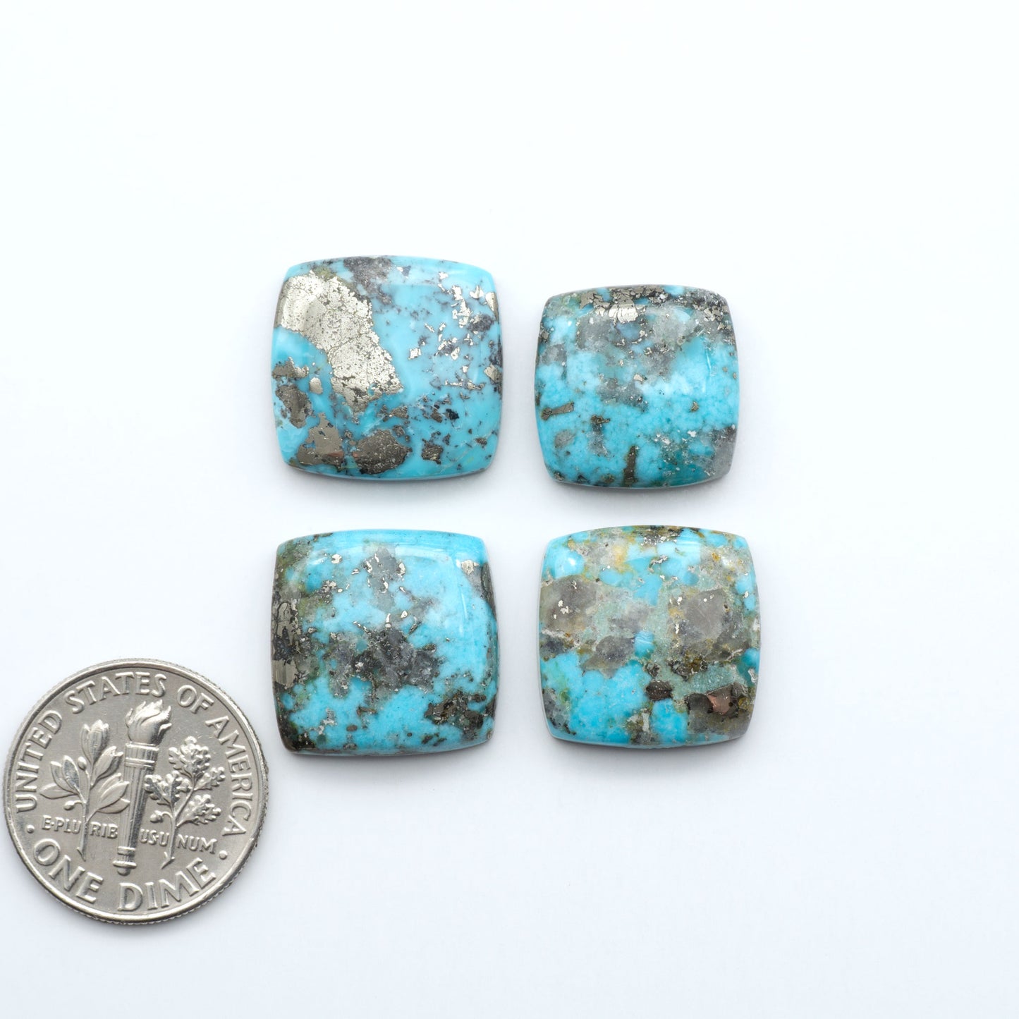 Nacozari turquoise cabochons are striking gemstones known for their vibrant blue to greenish-blue colors and pyrite, these stones are prized in jewelry making.