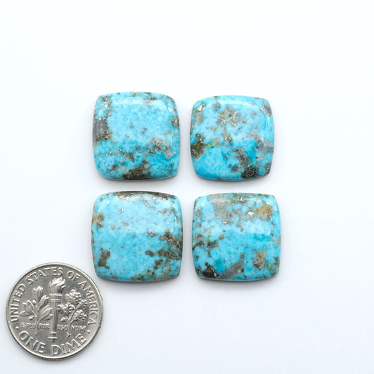 Nacozari turquoise cabochons are striking gemstones known for their vibrant blue to greenish-blue colors and pyrite, these stones are prized in jewelry making.