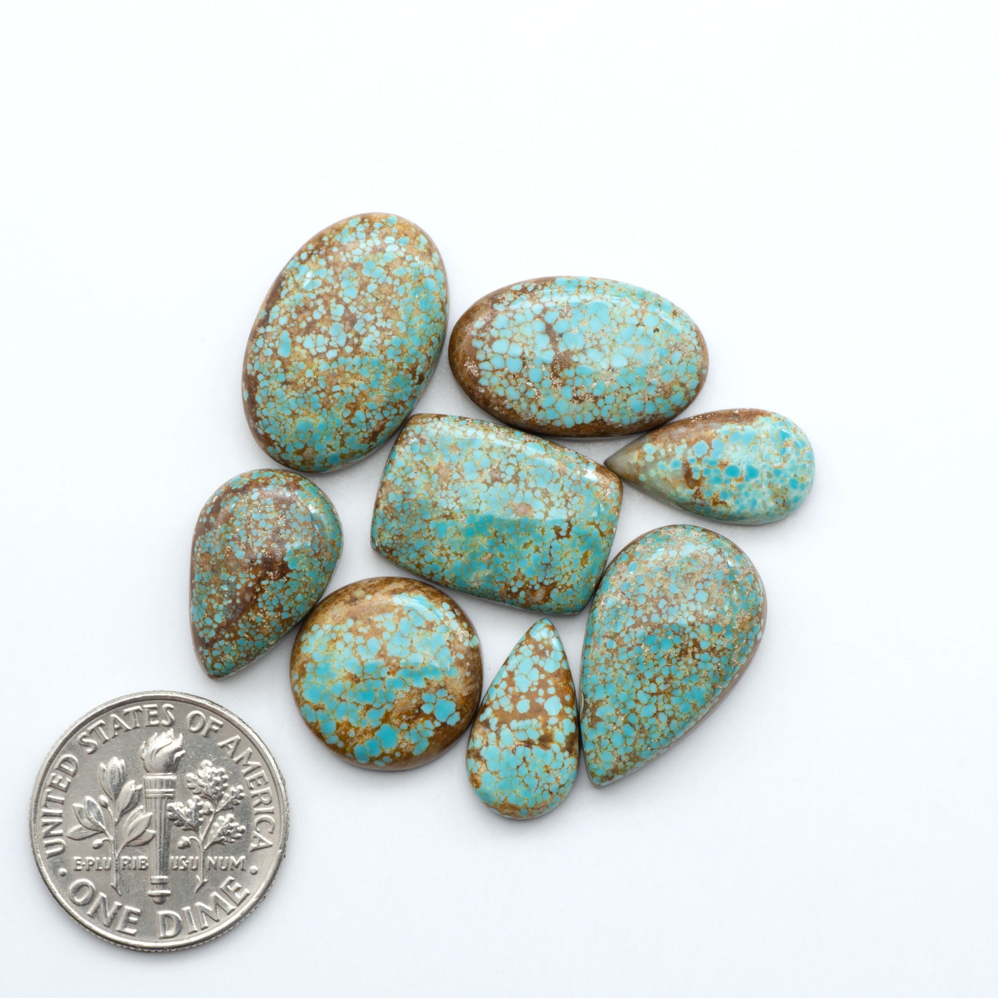 Number 8 Turquoise Cabochons have been selected for their quality and unique appearance. Don't miss the chance to add a one-of-a-kind piece to your collection.