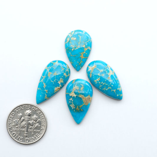 Sierra Bella Turquoise cabochons feature rich blue-green color and natural matrix variation. Ideal for silversmiths, jewelers, and custom jewelry designs.