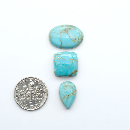 Add a touch of beauty to your collection with our stunning Pilot Mountain Turquoise Cabochons. Perfect for jewelry making each piece is truly one-of-a-kind.