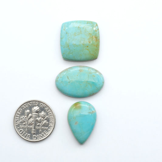 Add a touch of beauty to your collection with our stunning Pilot Mountain Turquoise Cabochons. Perfect for jewelry making each piece is truly one-of-a-kind.