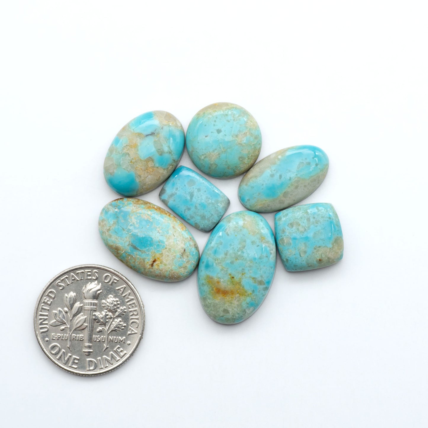 Add a touch of beauty to your collection with our stunning Pilot Mountain Turquoise Cabochons. Perfect for jewelry making each piece is truly one-of-a-kind.
