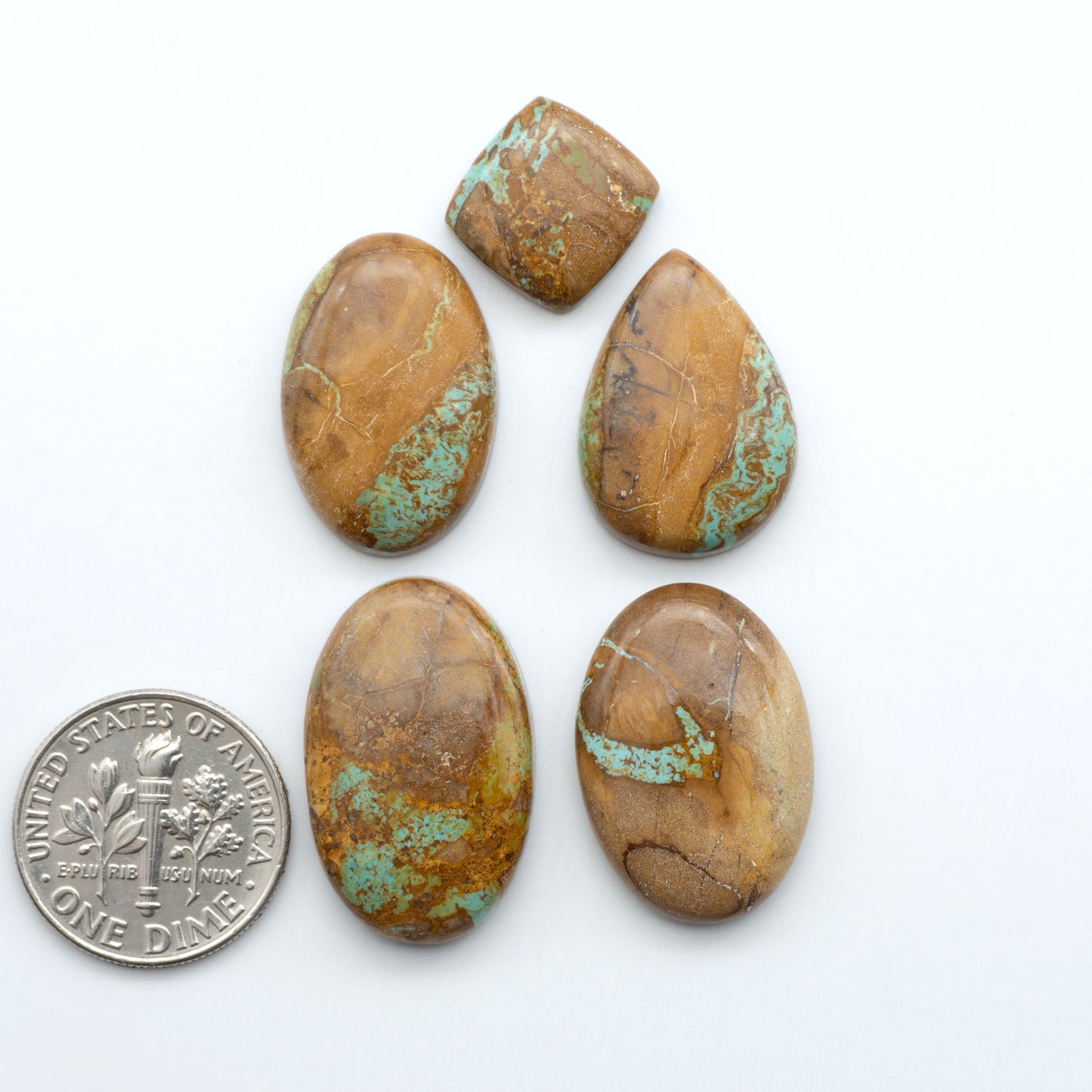 These Crow Springs Ribbon Turquoise Cabochons have a rich color and matrix that are sure to add a unique touch to a variety of jewelry pieces.