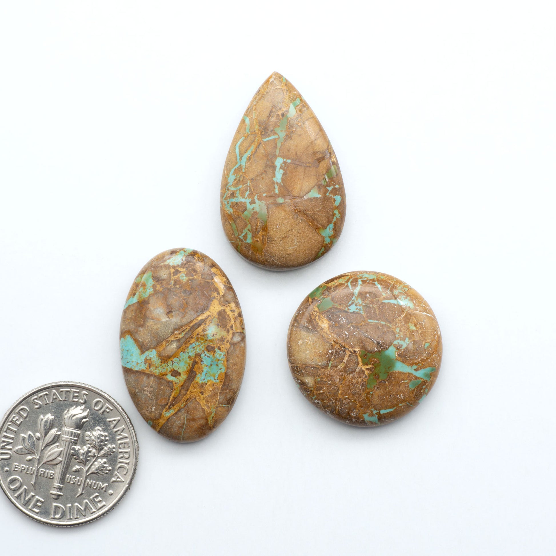These Crow Springs Ribbon Turquoise Cabochons have a rich color and matrix that are sure to add a unique touch to a variety of jewelry pieces.