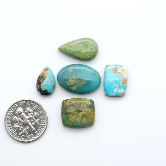 Experience the beauty of Turquoise Mountain Cabochons. With their distinctive blue and green color, these gemstones are perfect for any jewelry piece.