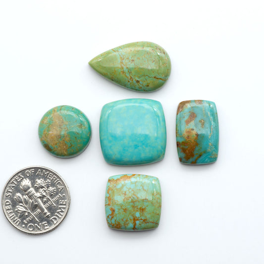 Experience the beauty of Turquoise Mountain Cabochons. With their distinctive blue and green color, these gemstones are perfect for any jewelry piece.