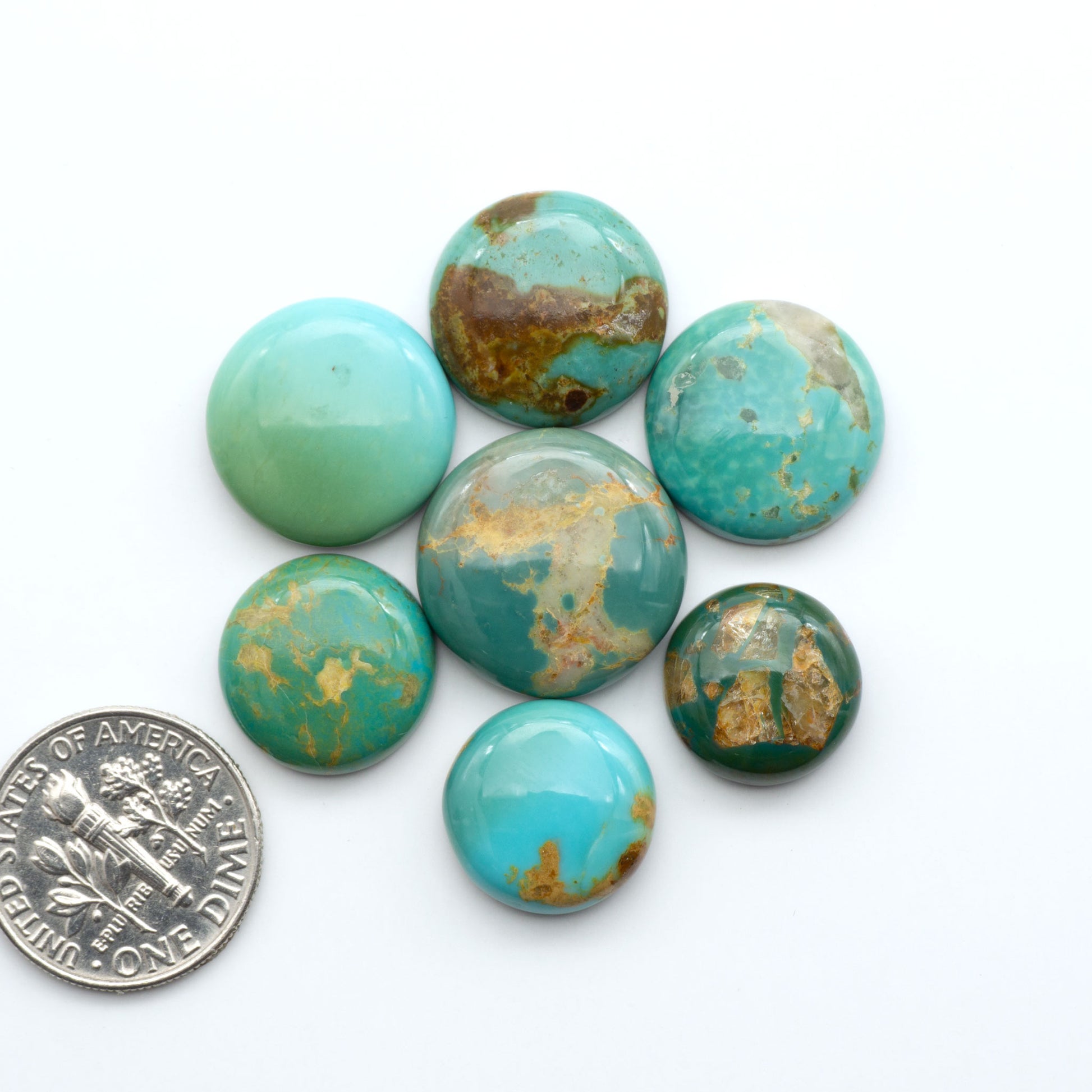 Experience the beauty of Turquoise Mountain Cabochons. With their distinctive blue and green color, these gemstones are perfect for any jewelry piece.