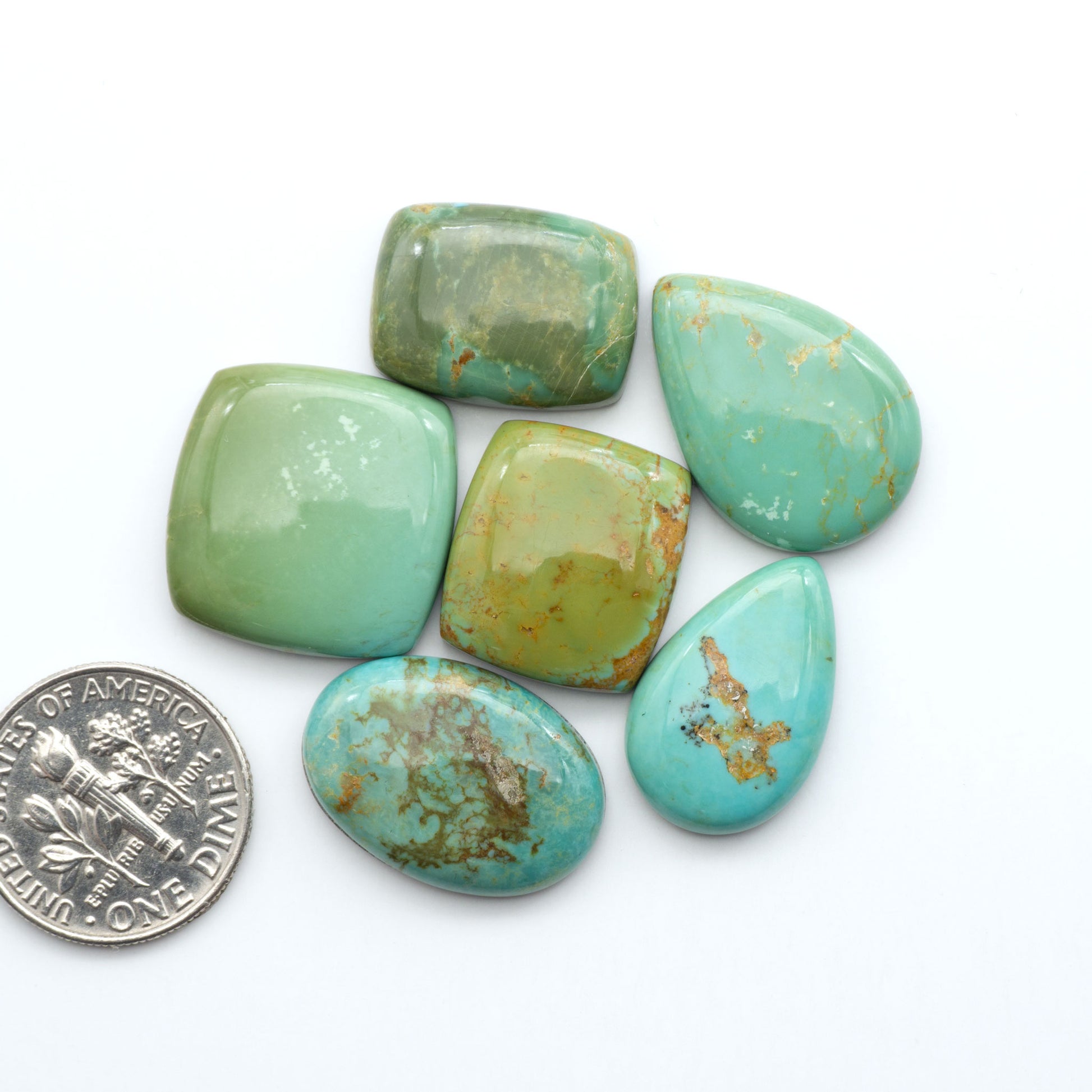 Experience the beauty of Turquoise Mountain Cabochons. With their distinctive blue and green color, these gemstones are perfect for any jewelry piece.