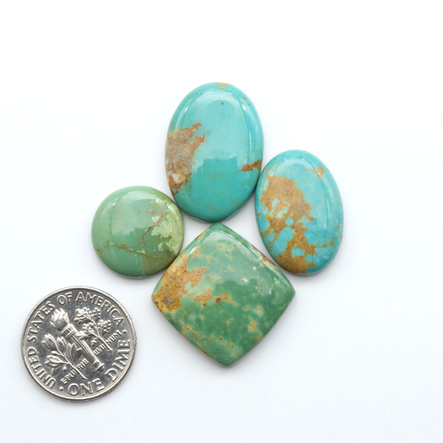 Experience the beauty of Turquoise Mountain Cabochons. With their distinctive blue and green color, these gemstones are perfect for any jewelry piece.