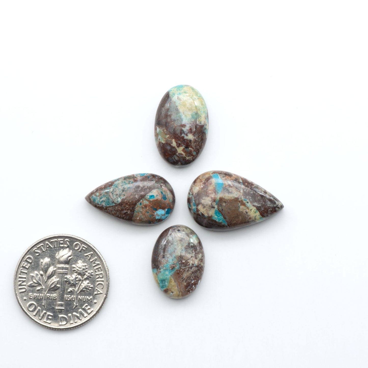 Rare Bisbee Turquoise cabochons with rich blue color and classic brown matrix. Perfect for jewelry makers, collectors, and lovers of fine American turquoise.