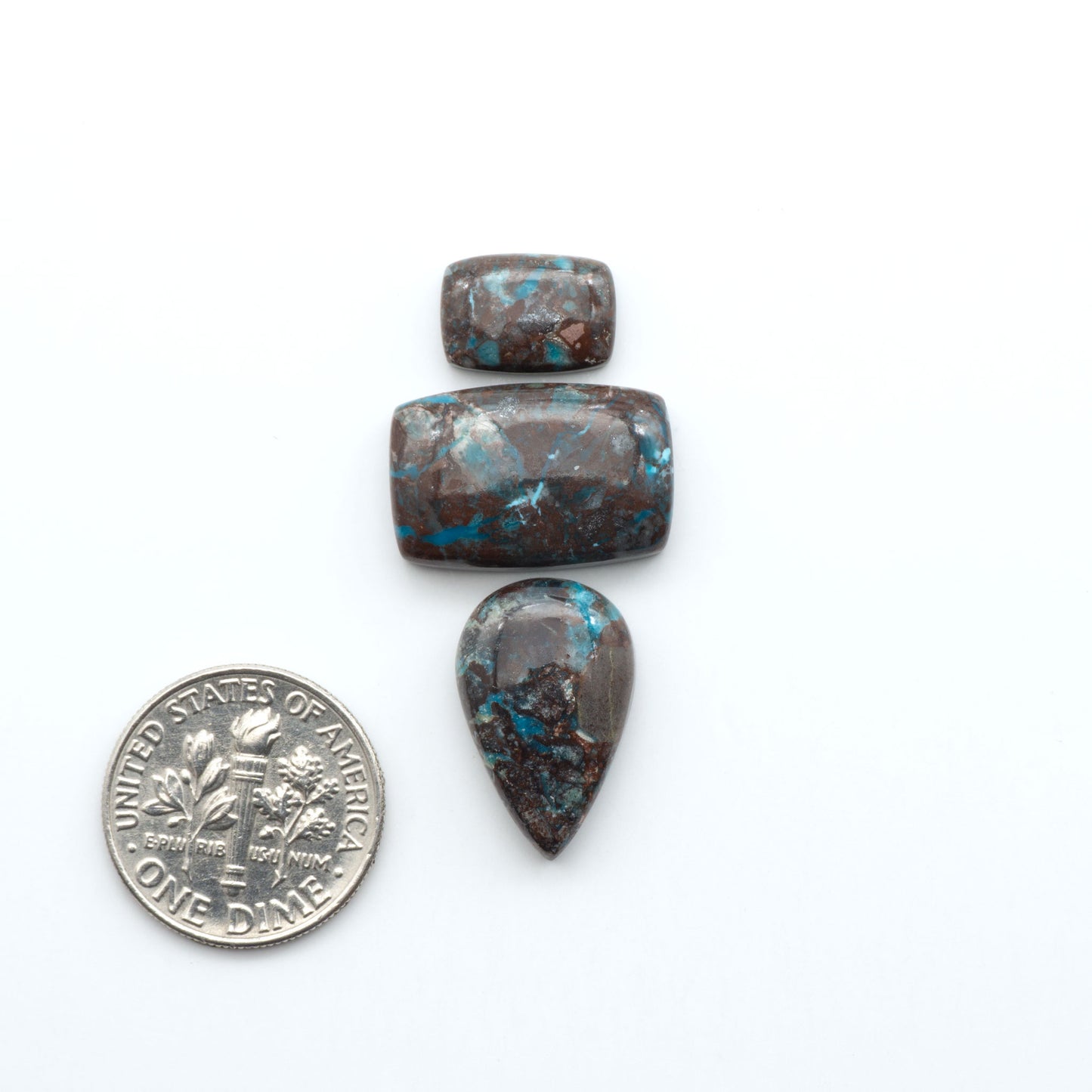 Rare Bisbee Turquoise cabochons with rich blue color and classic brown matrix. Perfect for jewelry makers, collectors, and lovers of fine American turquoise.
