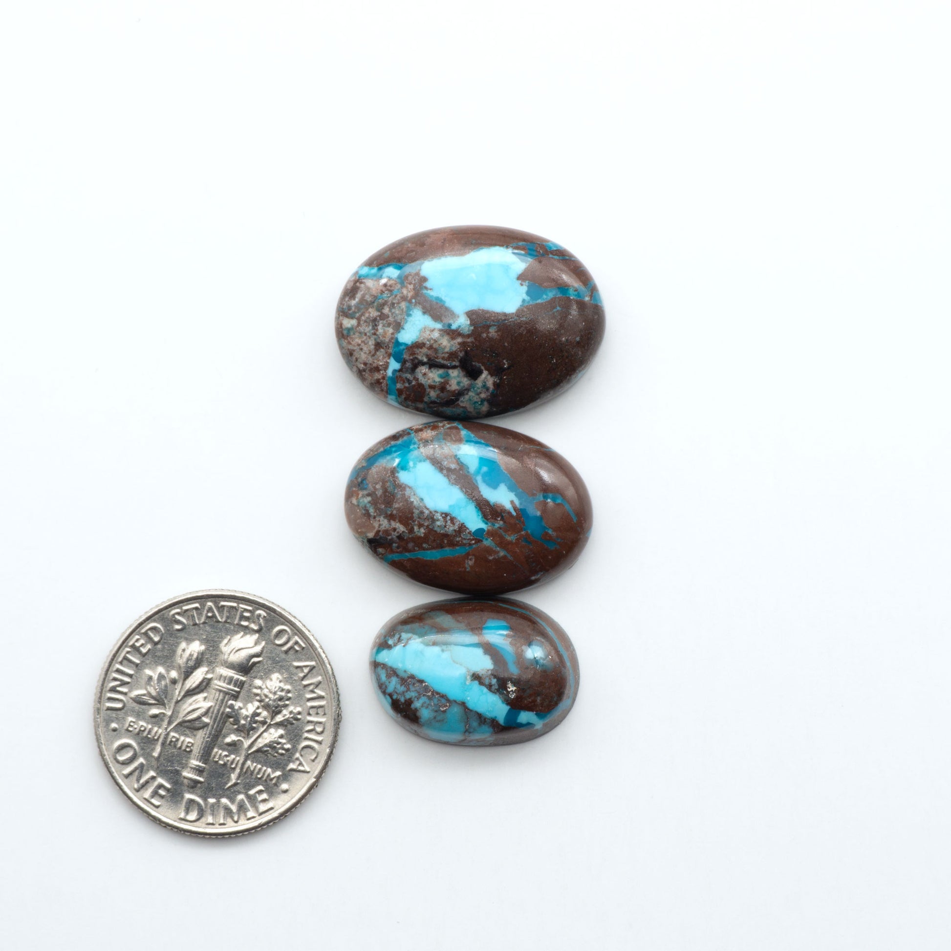 Rare Bisbee Turquoise cabochons with rich blue color and classic brown matrix. Perfect for jewelry makers, collectors, and lovers of fine American turquoise.