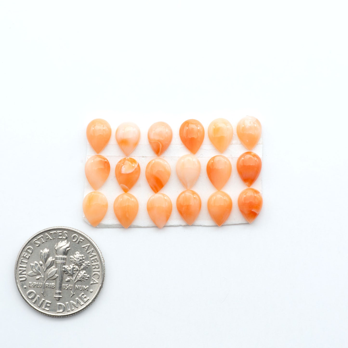 Discover natural pink Coral cabochons with soft salmon hues and smooth polish, ideal for creating timeless handcrafted rings, pendants, and custom designs.