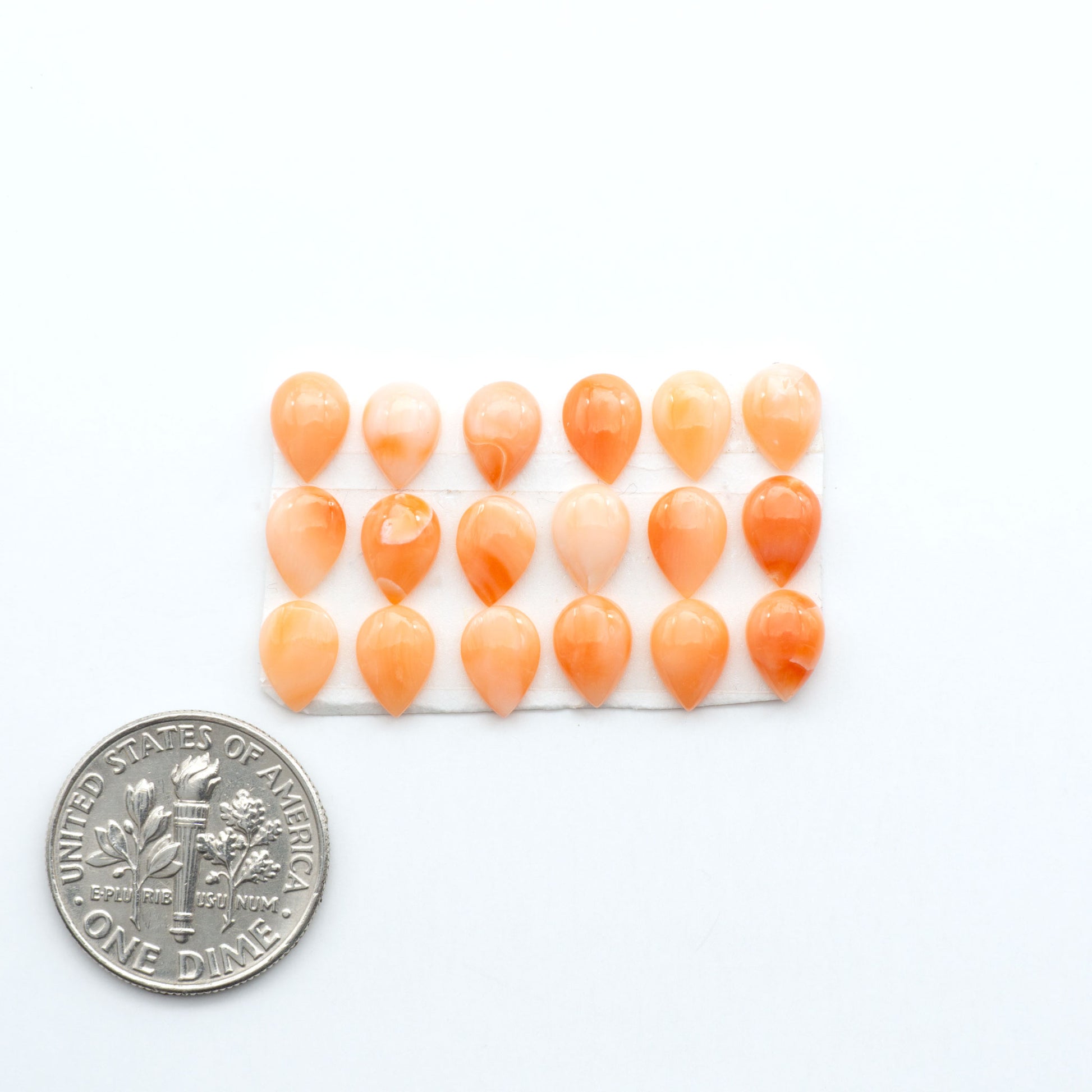 Discover natural pink Coral cabochons with soft salmon hues and smooth polish, ideal for creating timeless handcrafted rings, pendants, and custom designs.