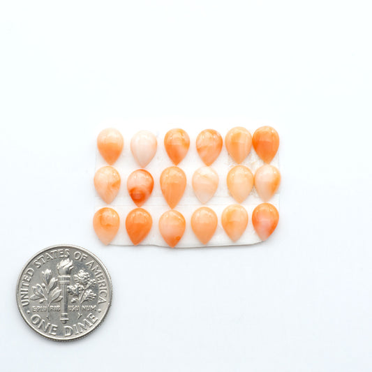 Discover natural pink Coral cabochons with soft salmon hues and smooth polish, ideal for creating timeless handcrafted rings, pendants, and custom designs.