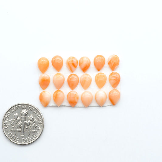 Discover natural pink Coral cabochons with soft salmon hues and smooth polish, ideal for creating timeless handcrafted rings, pendants, and custom designs.