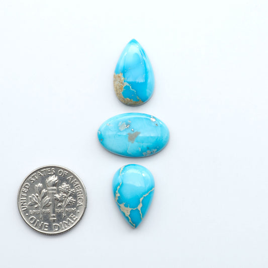Sierra Bella Turquoise cabochons feature rich blue-green color and natural matrix variation. Ideal for silversmiths, jewelers, and custom jewelry designs.