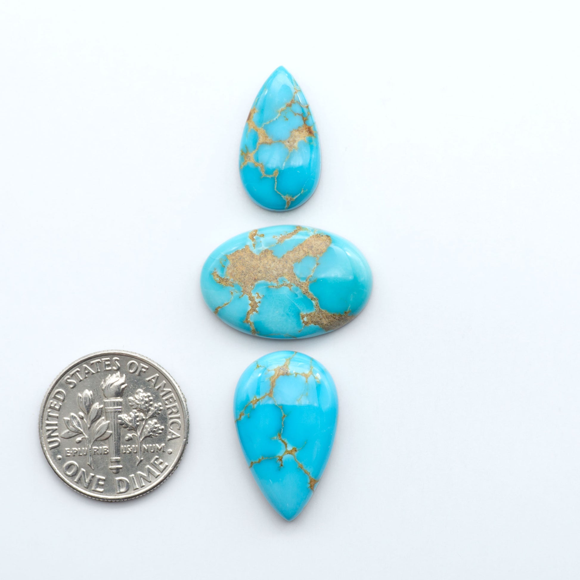 Sierra Bella Turquoise cabochons feature rich blue-green color and natural matrix variation. Ideal for silversmiths, jewelers, and custom jewelry designs.