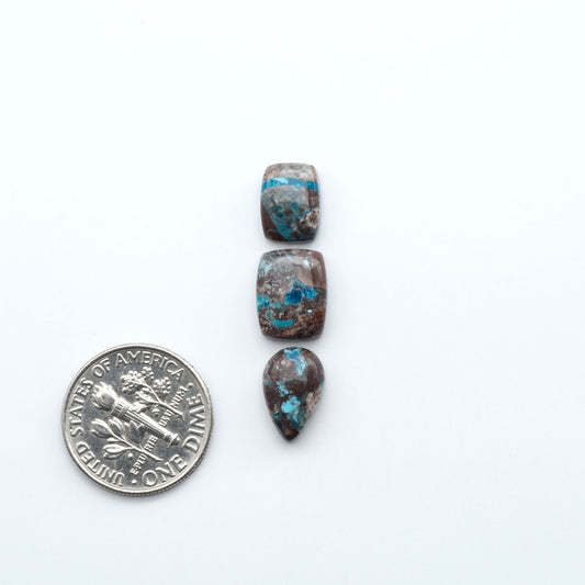 Rare Bisbee Turquoise cabochons with rich blue color and classic brown matrix. Perfect for jewelry makers, collectors, and lovers of fine American turquoise.