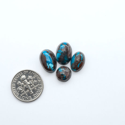 Rare Bisbee Turquoise cabochons with rich blue color and classic brown matrix. Perfect for jewelry makers, collectors, and lovers of fine American turquoise.