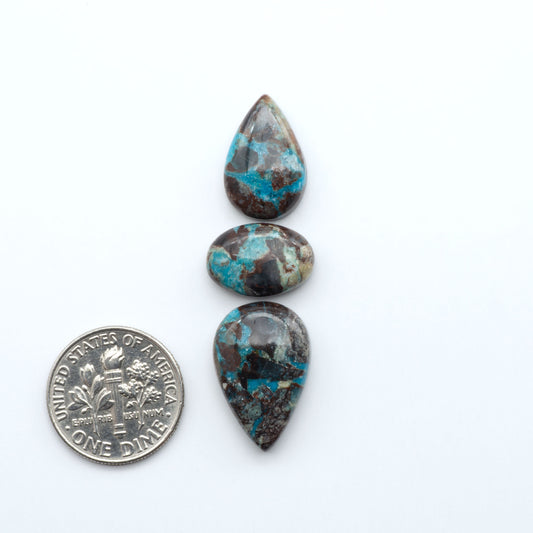 Rare Bisbee Turquoise cabochons with rich blue color and classic brown matrix. Perfect for jewelry makers, collectors, and lovers of fine American turquoise.