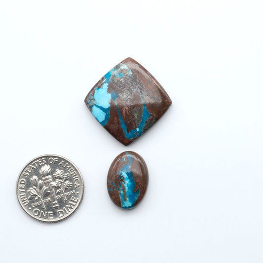 Rare Bisbee Turquoise cabochons with rich blue color and classic brown matrix. Perfect for jewelry makers, collectors, and lovers of fine American turquoise.