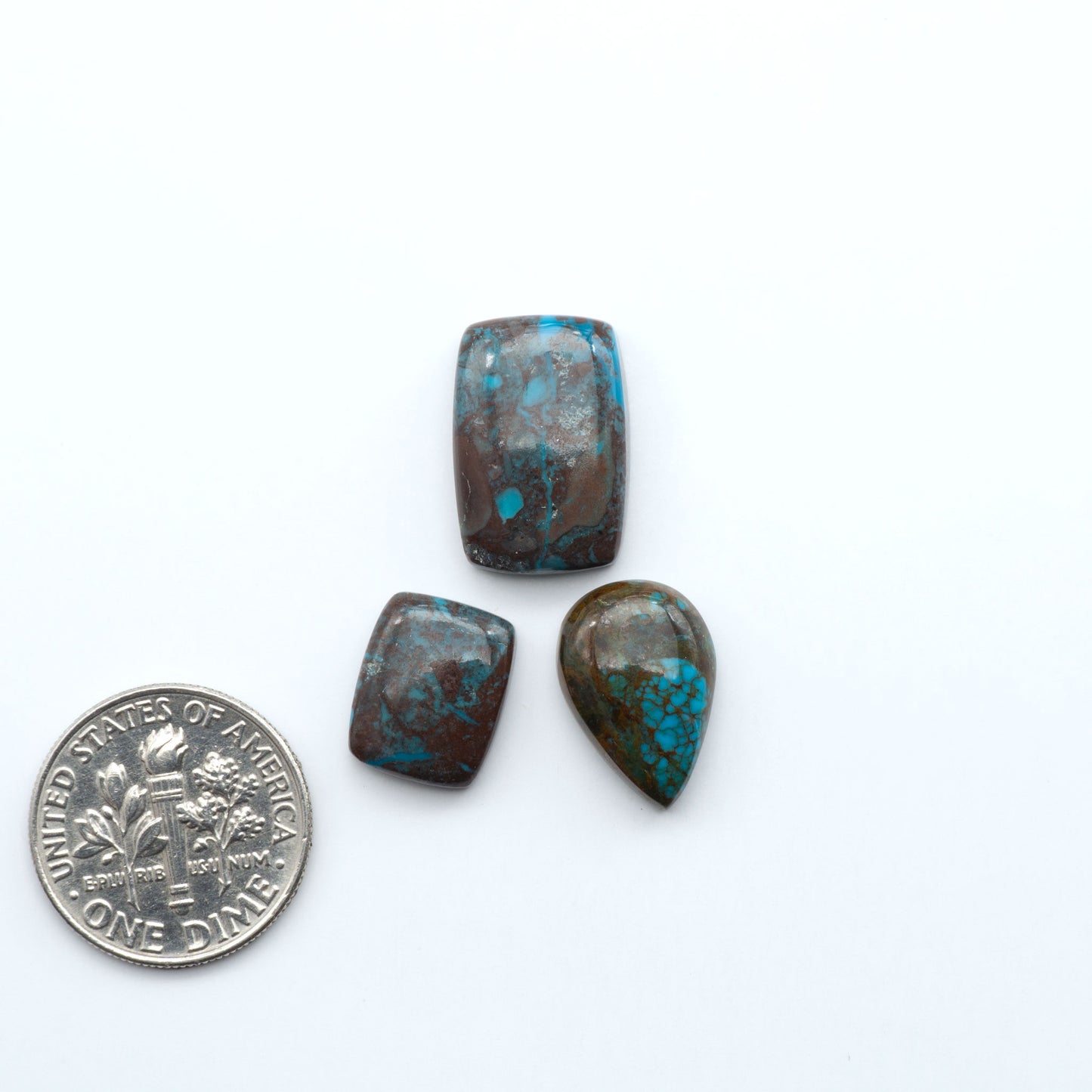 Rare Bisbee Turquoise cabochons with rich blue color and classic brown matrix. Perfect for jewelry makers, collectors, and lovers of fine American turquoise.
