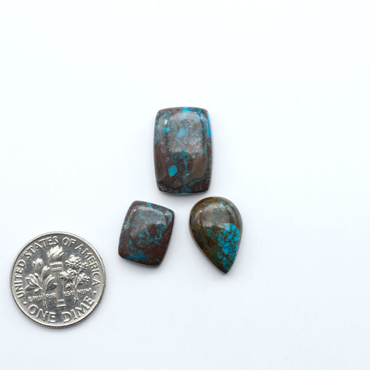 Rare Bisbee Turquoise cabochons with rich blue color and classic brown matrix. Perfect for jewelry makers, collectors, and lovers of fine American turquoise.