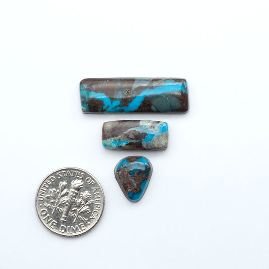 Rare Bisbee Turquoise cabochons with rich blue color and classic brown matrix. Perfect for jewelry makers, collectors, and lovers of fine American turquoise.