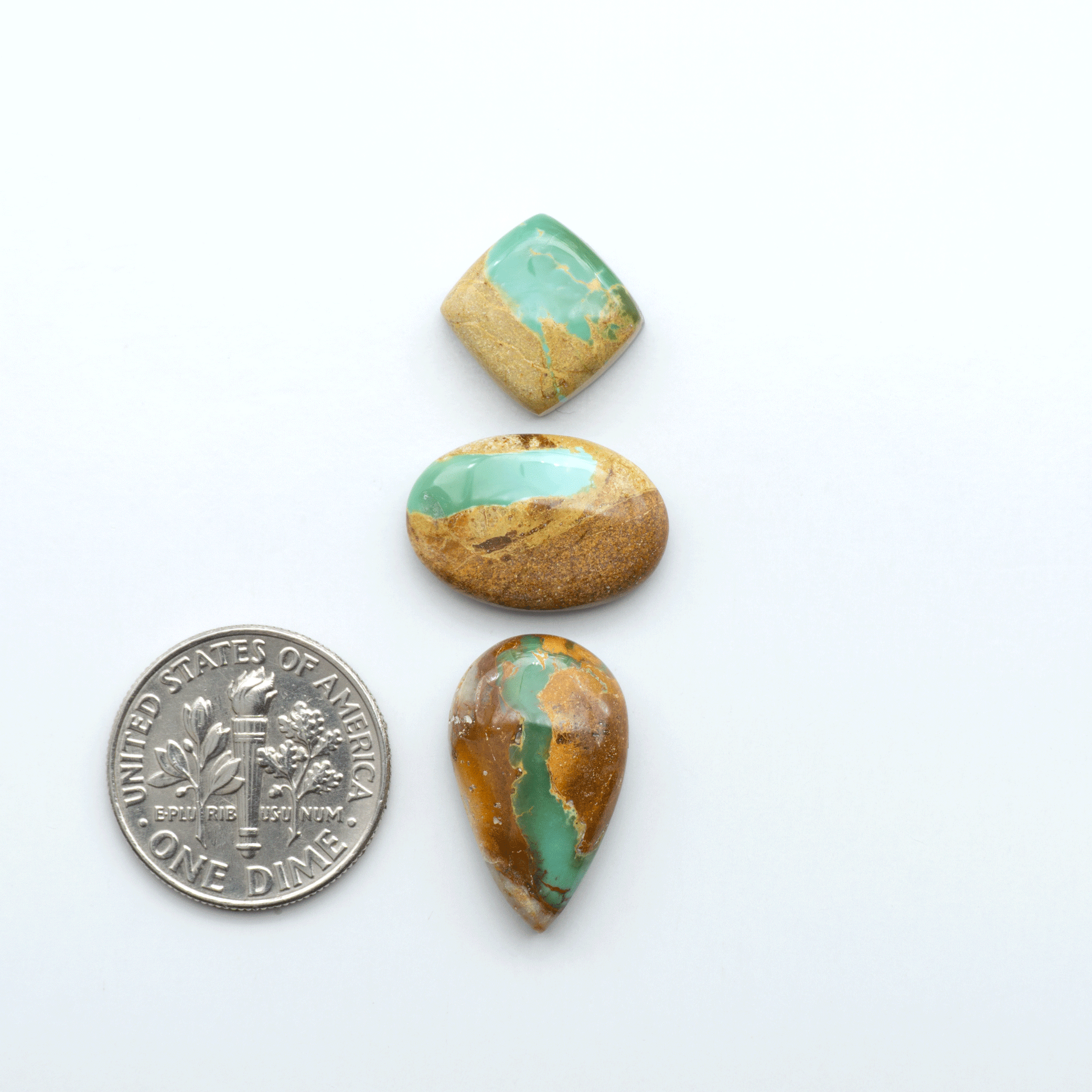 Royston Turquoise cabochons are famous for their distinctive matrix and unique green and blue hues, making them a favored option among jewelry designers.