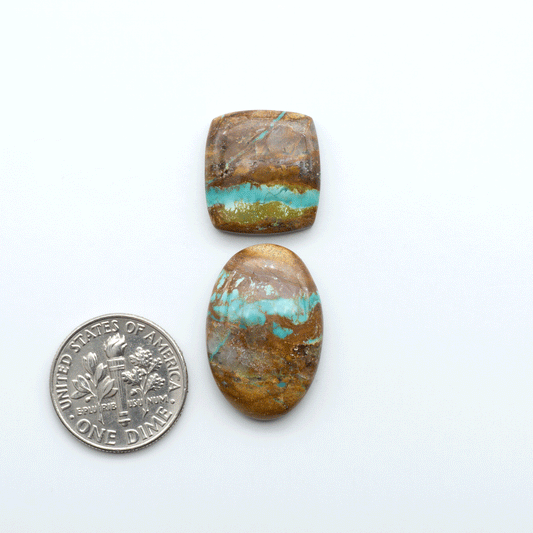 Royston Turquoise cabochons are famous for their distinctive matrix and unique green and blue hues, making them a favored option among jewelry designers.