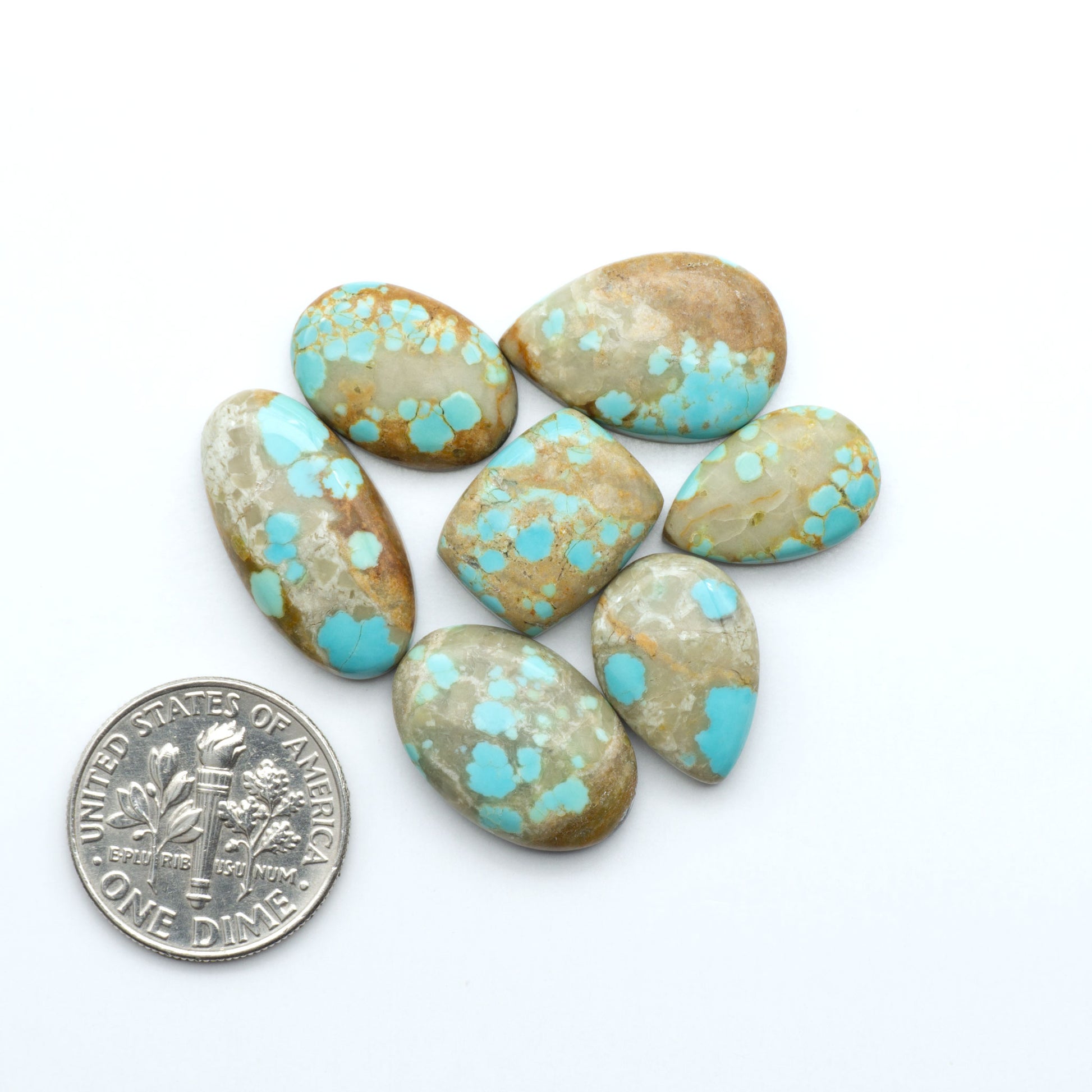 Number 8 Turquoise Cabochons have been selected for their quality and unique appearance. Don't miss the chance to add a one-of-a-kind piece to your collection.