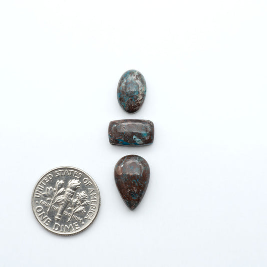 Rare Bisbee Turquoise cabochons with rich blue color and classic brown matrix. Perfect for jewelry makers, collectors, and lovers of fine American turquoise.
