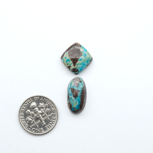 Rare Bisbee Turquoise cabochons with rich blue color and classic brown matrix. Perfect for jewelry makers, collectors, and lovers of fine American turquoise.
