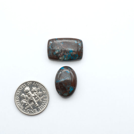 Rare Bisbee Turquoise cabochons with rich blue color and classic brown matrix. Perfect for jewelry makers, collectors, and lovers of fine American turquoise.
