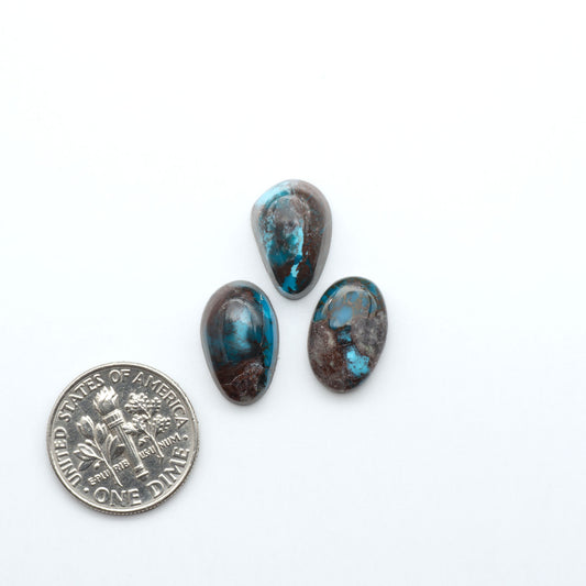 Rare Bisbee Turquoise cabochons with rich blue color and classic brown matrix. Perfect for jewelry makers, collectors, and lovers of fine American turquoise.
