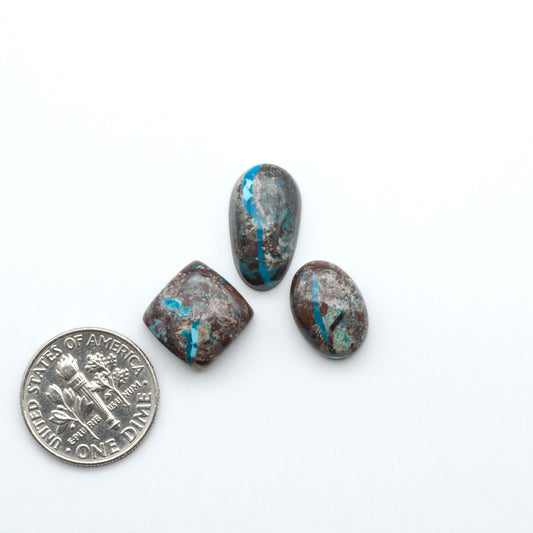 Rare Bisbee Turquoise cabochons with rich blue color and classic brown matrix. Perfect for jewelry makers, collectors, and lovers of fine American turquoise.
