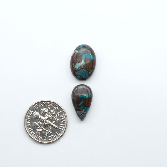 Rare Bisbee Turquoise cabochons with rich blue color and classic brown matrix. Perfect for jewelry makers, collectors, and lovers of fine American turquoise.
