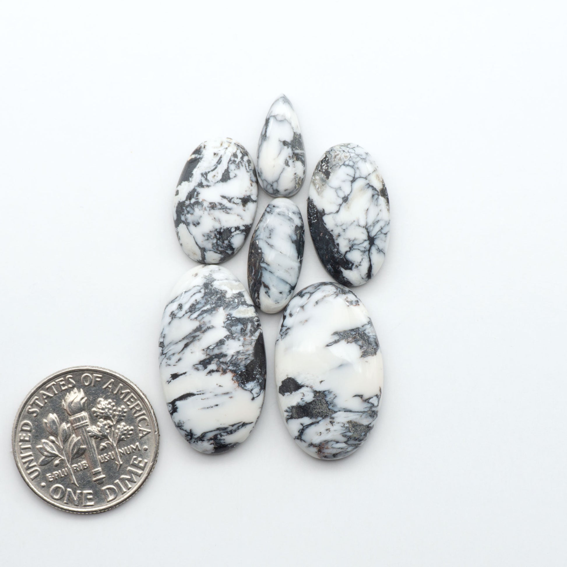 Natural White Buffalo Stone Cabochons are semi-precious gemstones cut into shapes ideal for jewelry-making, crafting and are
