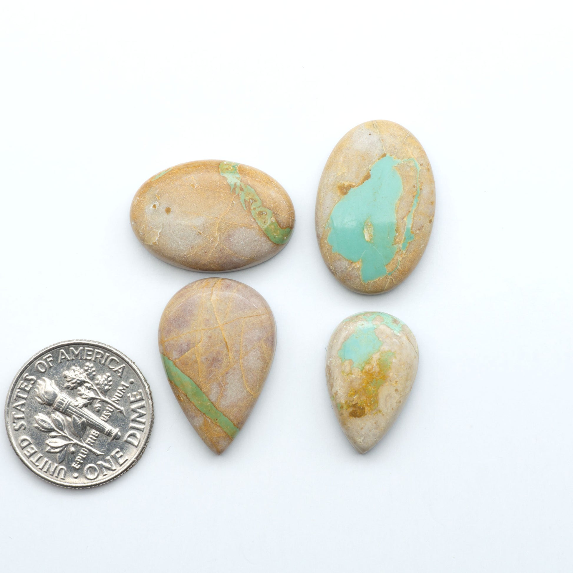 These Crow Springs Ribbon Turquoise Cabochons have a rich color and matrix that are sure to add a unique touch to a variety of jewelry pieces.