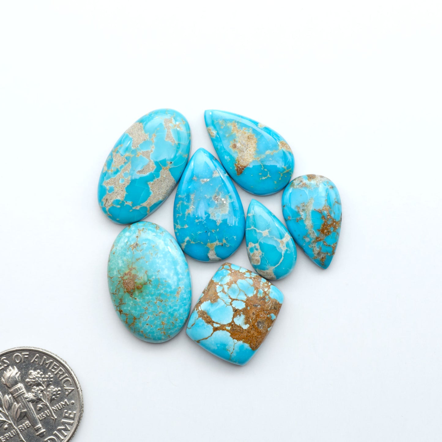 Sierra Bella Turquoise cabochons feature rich blue-green color and natural matrix variation. Ideal for silversmiths, jewelers, and custom jewelry designs