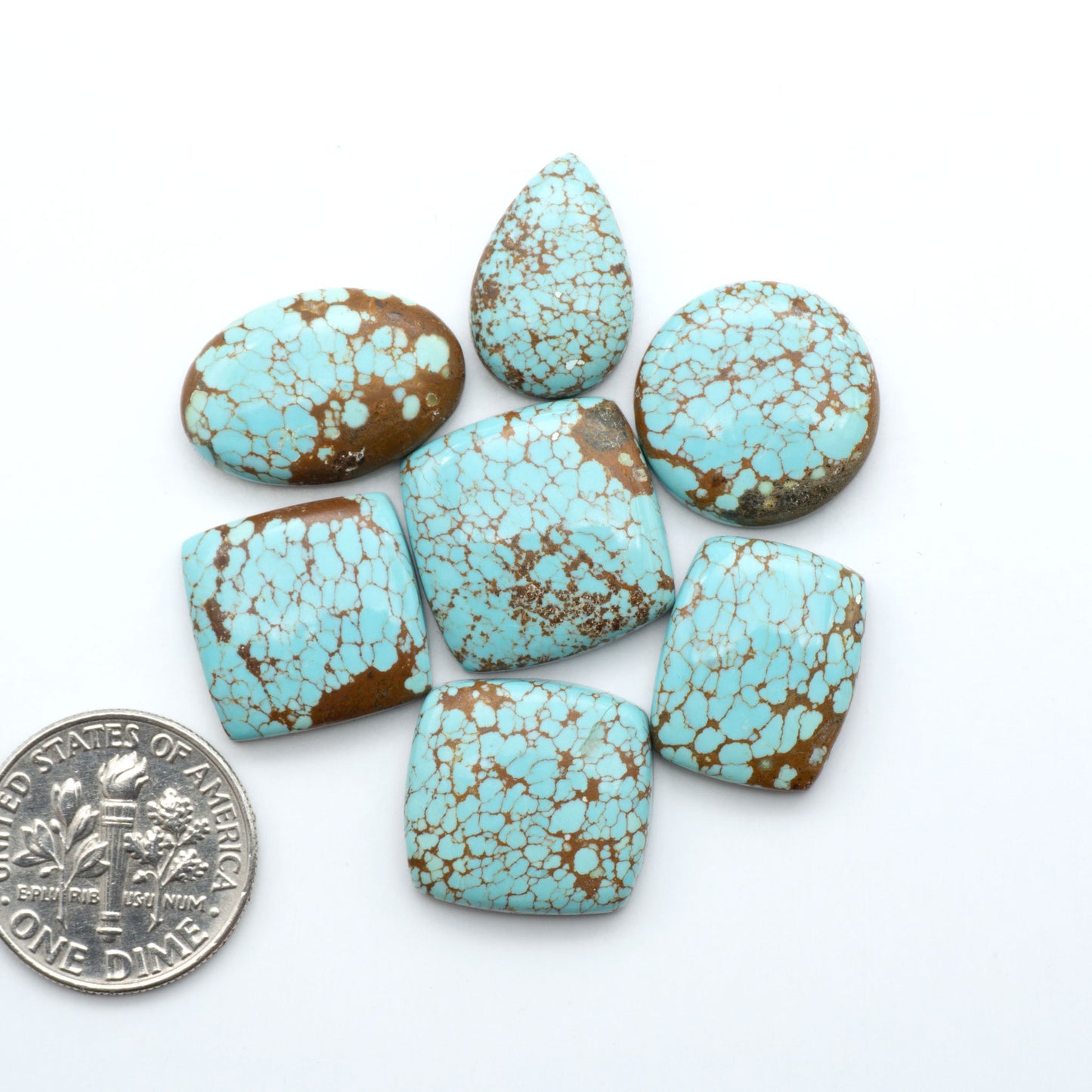 Number 8 Turquoise Cabochons have been selected for their quality and unique appearance. Don't miss the chance to add a one-of-a-kind piece to your collection.
