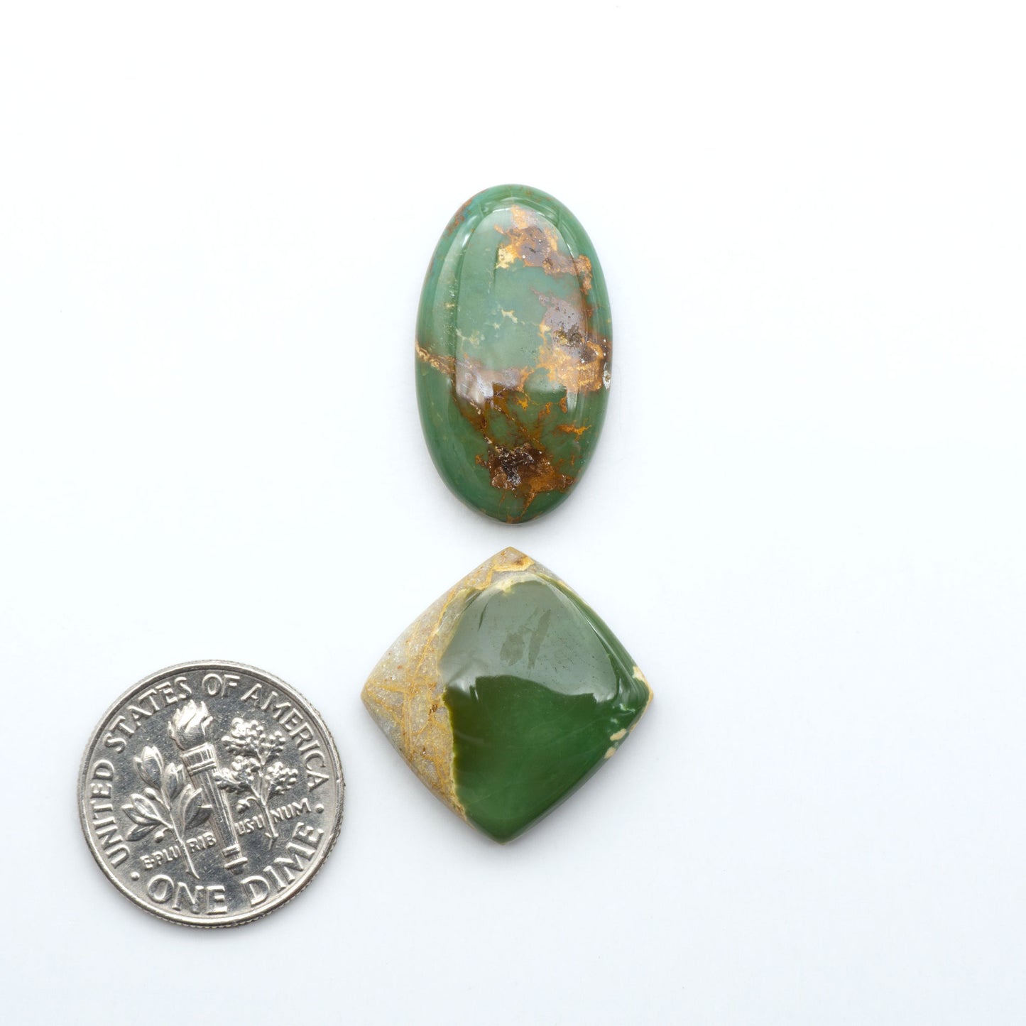 Royston Turquoise cabochons are famous for their distinctive matrix and unique green and blue hues, making them a favored option among jewelry designers.