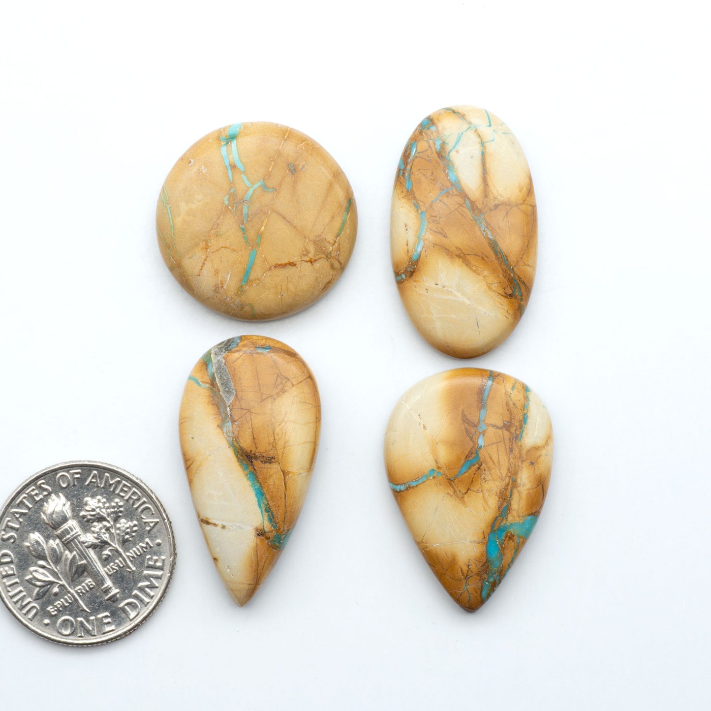 These Crow Springs Ribbon Turquoise Cabochons have a rich color and matrix that are sure to add a unique touch to a variety of jewelry pieces.